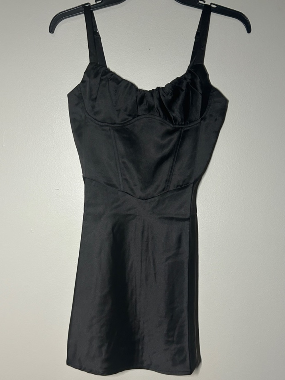 2for20 - Black Satin Mini Dress with Sweetheart Bodice